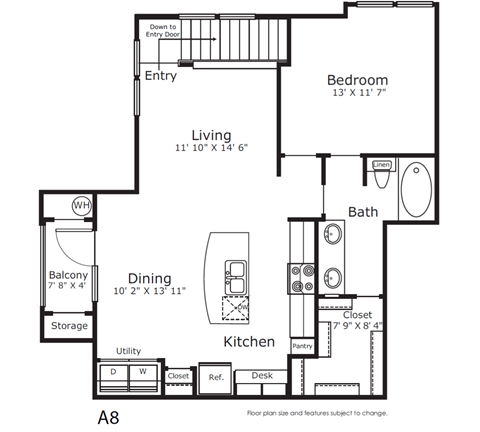 a floor plan of a bedroom apartment